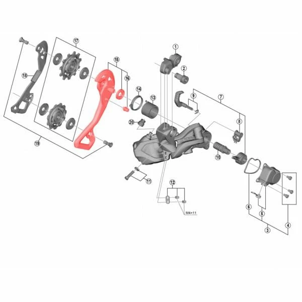 SHIMANO XTR Di2 RD-M9050-GS Rear Derailleur Outer Medium Cage #Y5PU98090 3 SHIMANO XTR Di2 RD-M9050-GS Rear Derailleur Outer Medium Cage #Y5PU98090